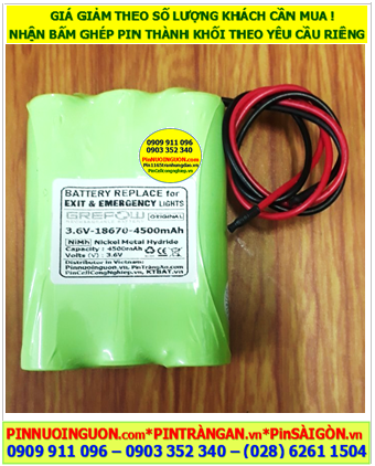 Pin đèn Exit thoát hiểm 3.6v-18670-4500mAh, Pin đèn sự cố Khẩn cấp 3.6v-18670-4500mAh, Pin sạc 3.6v-18670-4500mAh